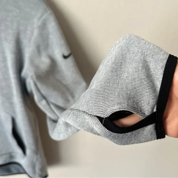 NIKE DRI-FIT Sweatshirt Women M Gray Zip Up Hooded Funnel Neck Thumb Hole - Picture 5 of 16